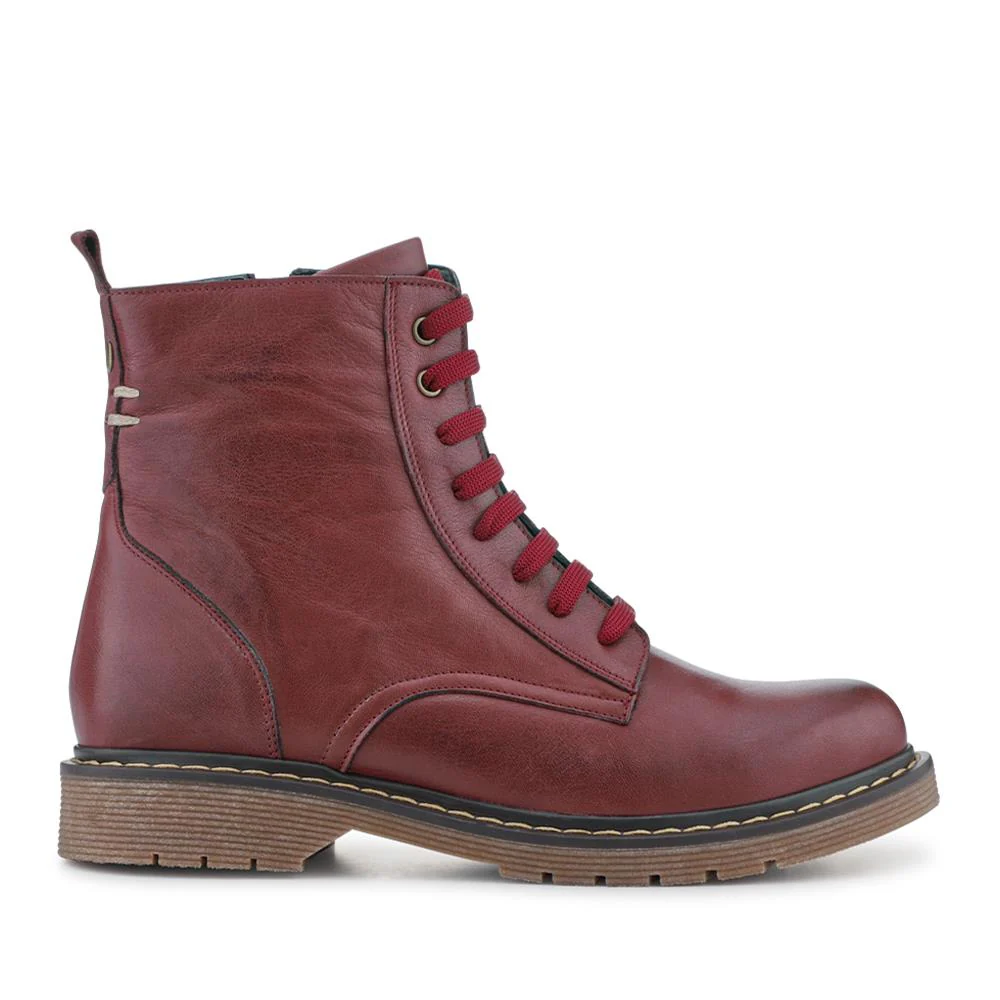 Lace-Up Leather Boots - BELYNR40001 / 326 190 - Burgundy - Image 2