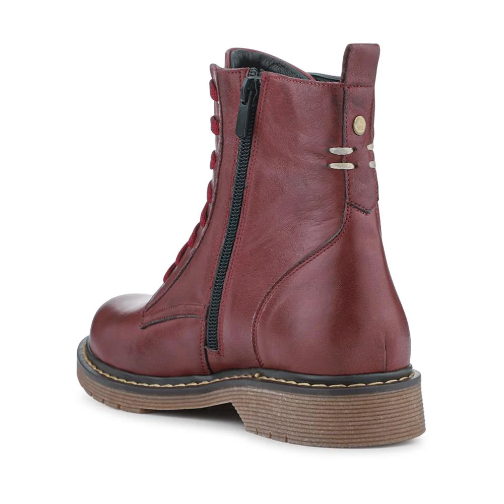 Lace-Up Leather Boots - BELYNR40001 / 326 190 - Burgundy - Image 3