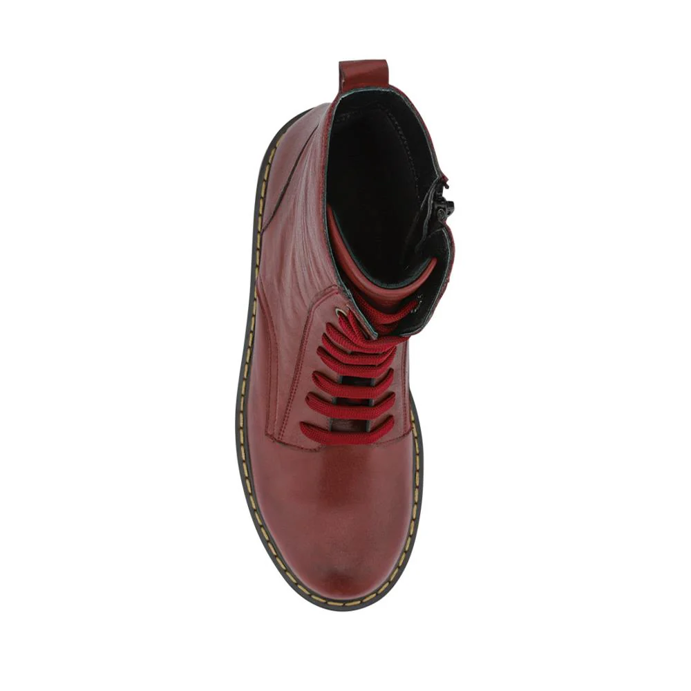 Lace-Up Leather Boots - BELYNR40001 / 326 190 - Burgundy - Image 4
