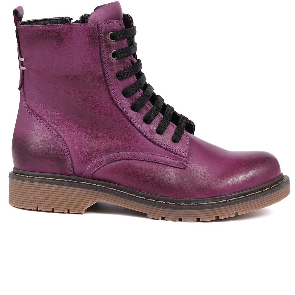 Lace-Up Leather Boots - BELYNR40001 / 326 190 - Purple - Image 2