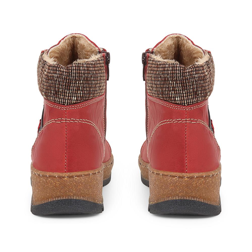 Lace-Up Leather Boots - HAK38013 / 324 223 - Burgundy - Image 3
