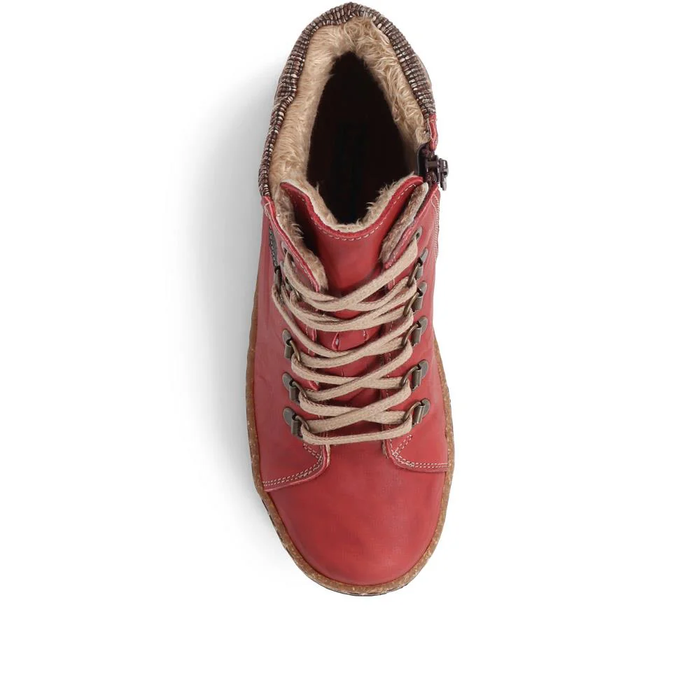 Lace-Up Leather Boots - HAK38013 / 324 223 - Burgundy - Image 5