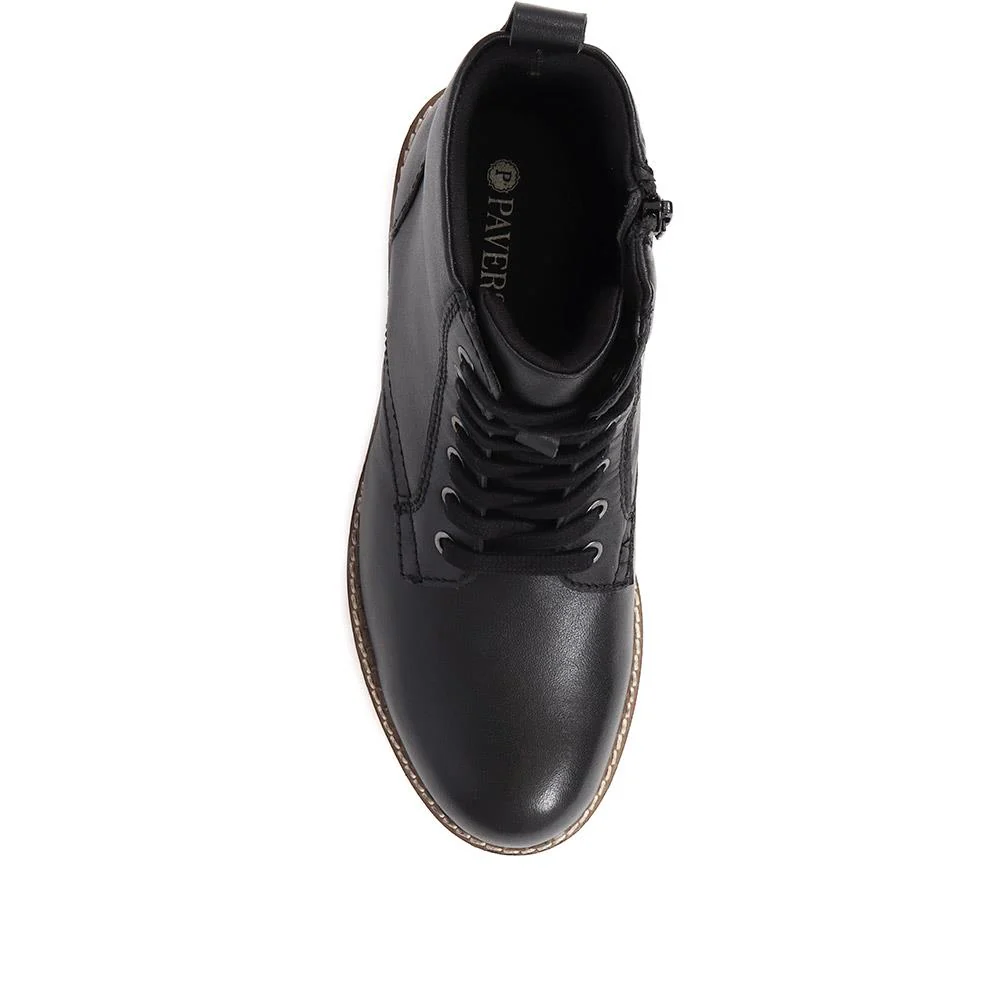 Lace-Up Leather Boots - MAGNU38009 / 324 542 - Black - Image 5