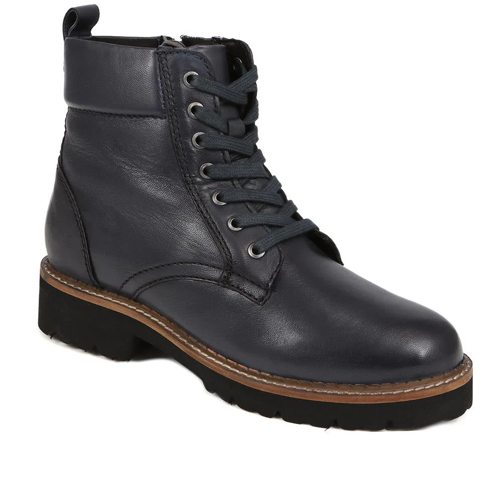 Lace-Up Leather Boots - MAGNU38009 / 324 542 - Blue