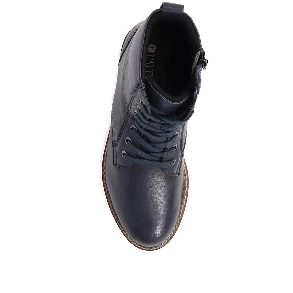 Lace-Up Leather Boots - MAGNU38009 / 324 542 - Blue - Image 5