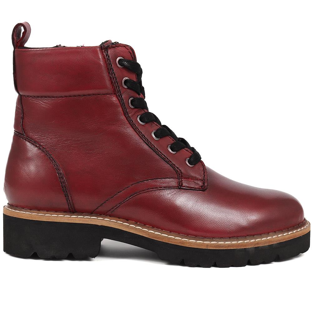 Lace-Up Leather Boots - MAGNU38009 / 324 542 - Burgundy - Image 2