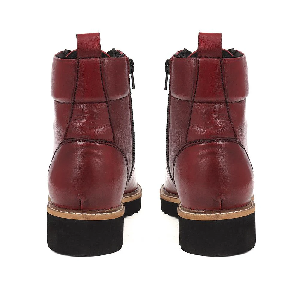 Lace-Up Leather Boots - MAGNU38009 / 324 542 - Burgundy - Image 3