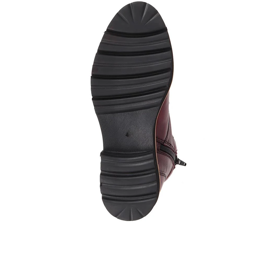Lace-Up Leather Boots - MAGNU38009 / 324 542 - Burgundy - Image 4