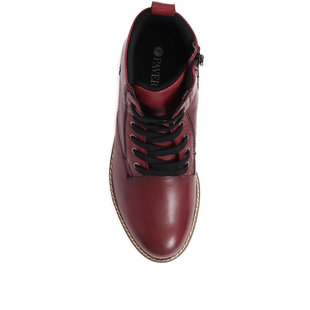 Lace-Up Leather Boots - MAGNU38009 / 324 542 - Burgundy - Image 5