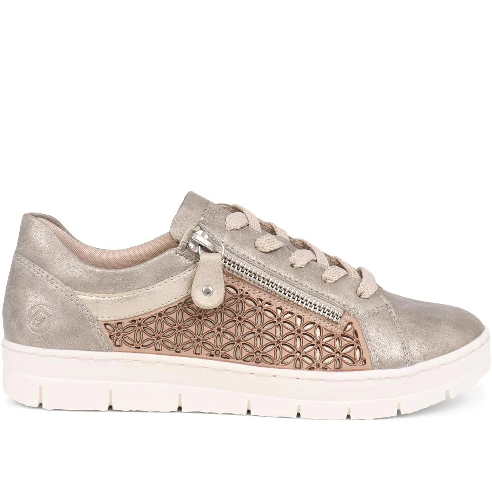Lace-Up Leather Trainers - DRS39500 / 324 814 - Metallic - Image 2