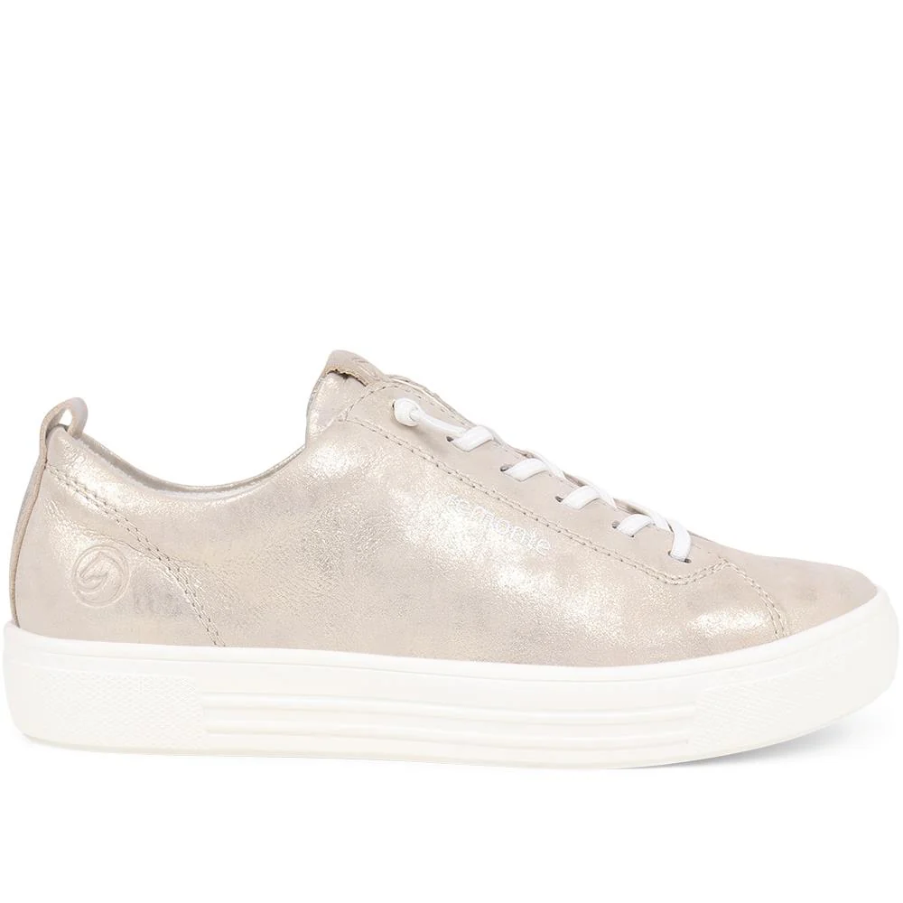Lace-Up Leather Trainers - DRS39501 / 324 815 - Metallic - Image 2