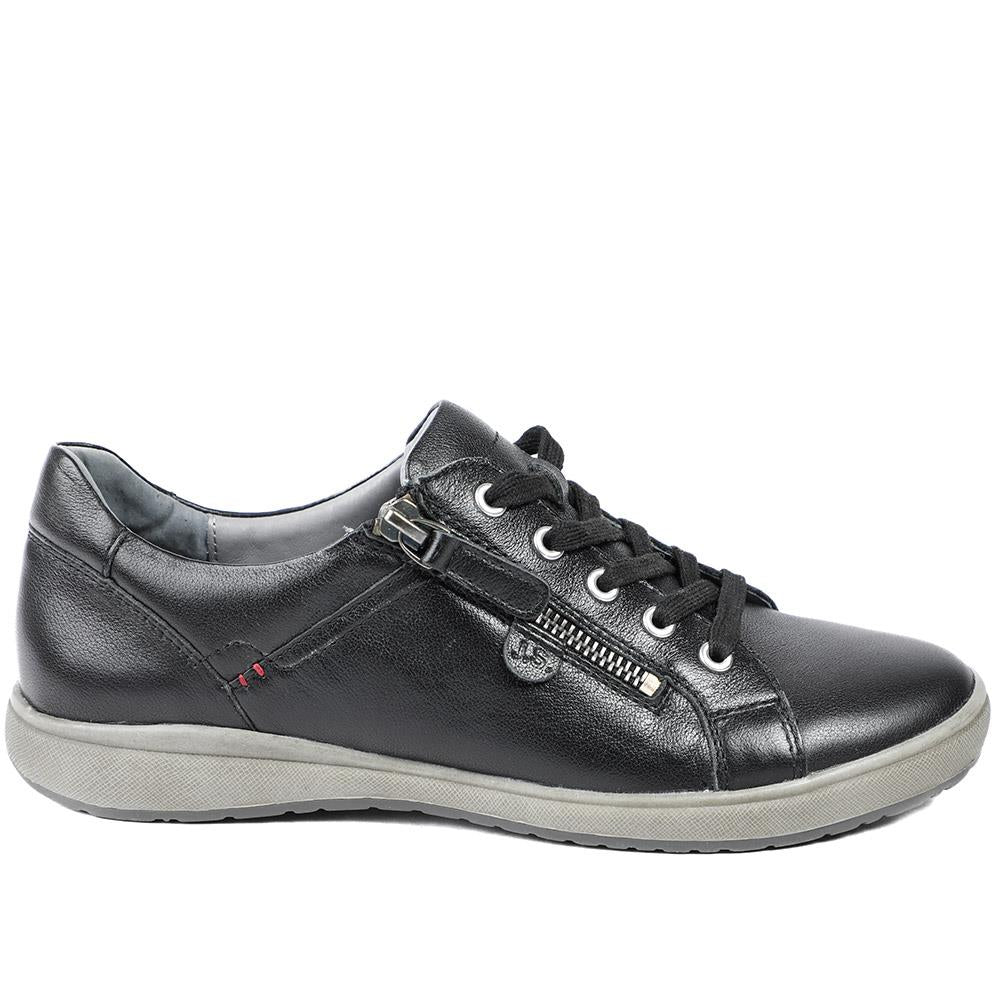 Lace-Up Leather Trainers - JOSEF40512 / 326 496 - Black - Image 2
