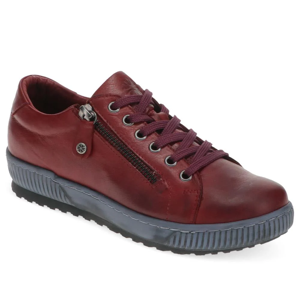 Lace-Up Leather Trainers - VAN40507 / 326 729 - Bordeaux