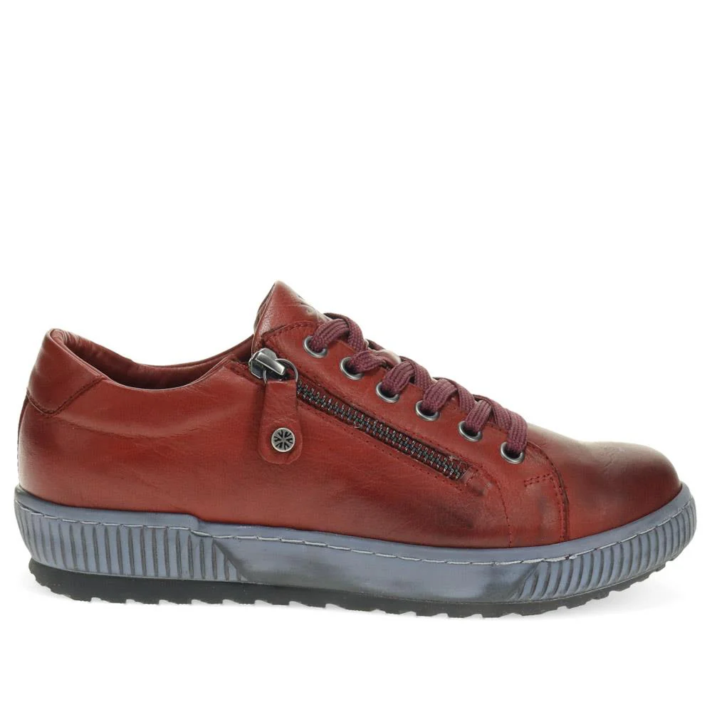 Lace-Up Leather Trainers - VAN40507 / 326 729 - Bordeaux - Image 2