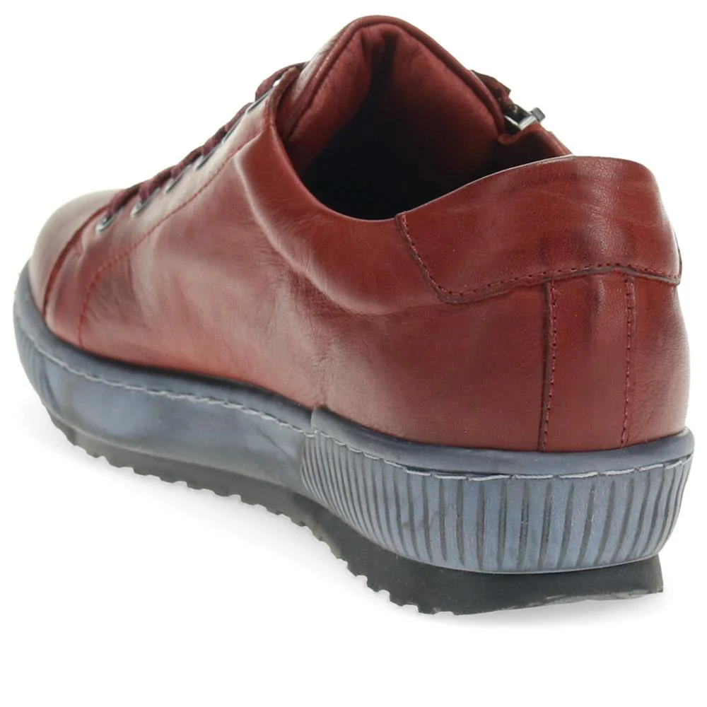 Lace-Up Leather Trainers - VAN40507 / 326 729 - Bordeaux - Image 3