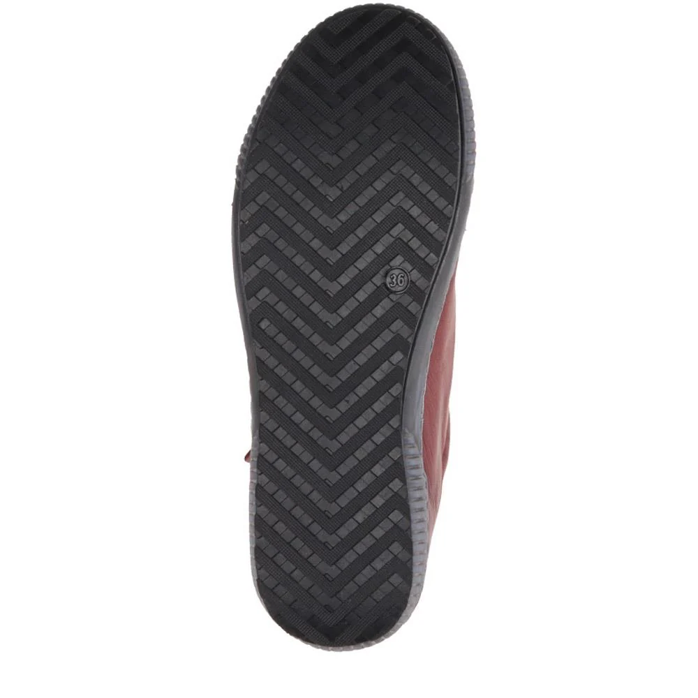 Lace-Up Leather Trainers - VAN40507 / 326 729 - Bordeaux - Image 4