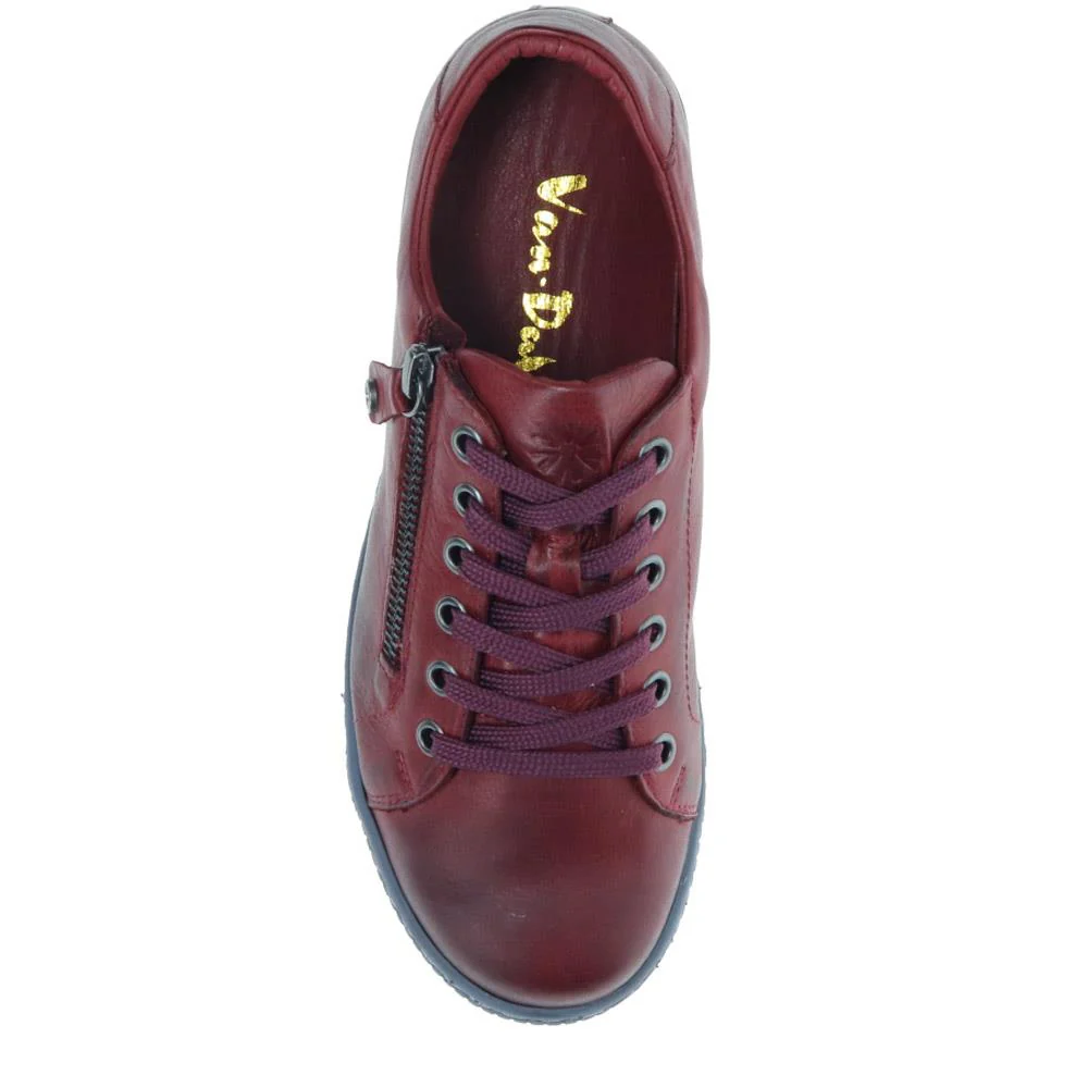 Lace-Up Leather Trainers - VAN40507 / 326 729 - Bordeaux - Image 5