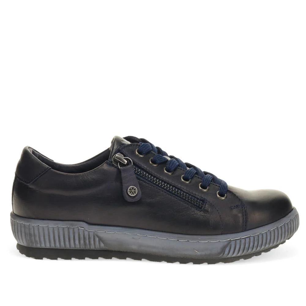 Lace-Up Leather Trainers - VAN40507 / 326 729 - Navy - Image 2