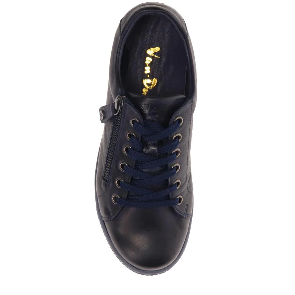 Lace-Up Leather Trainers - VAN40507 / 326 729 - Navy - Image 5