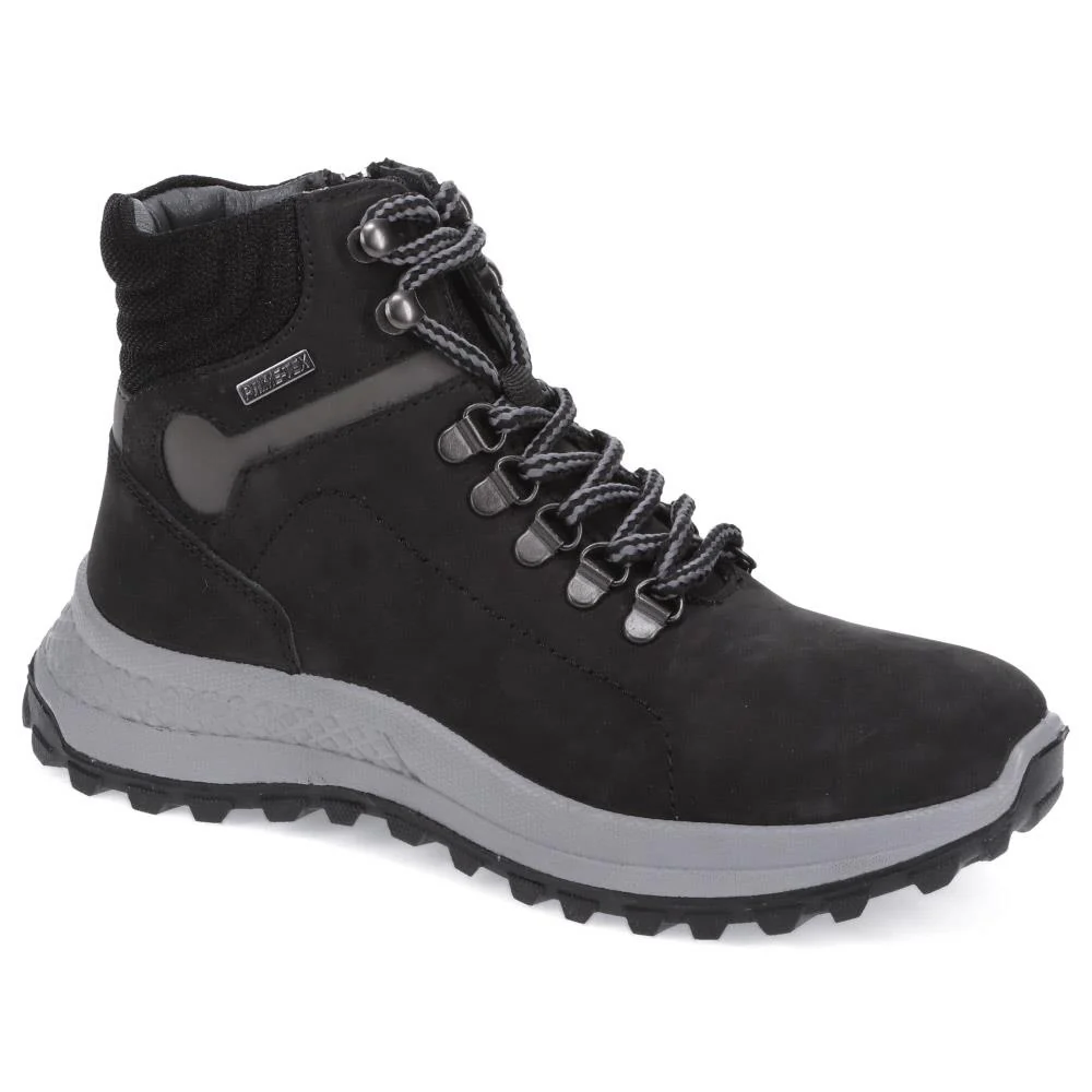 Lace-Up Leather Walking Boots - SHAFI40007 / 326 267 - Black