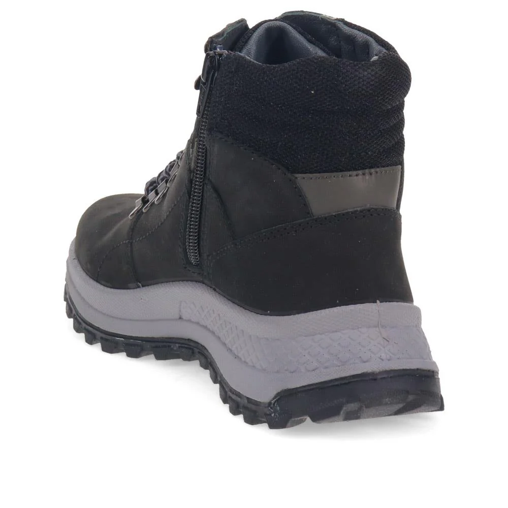 Lace-Up Leather Walking Boots - SHAFI40007 / 326 267 - Black - Image 3