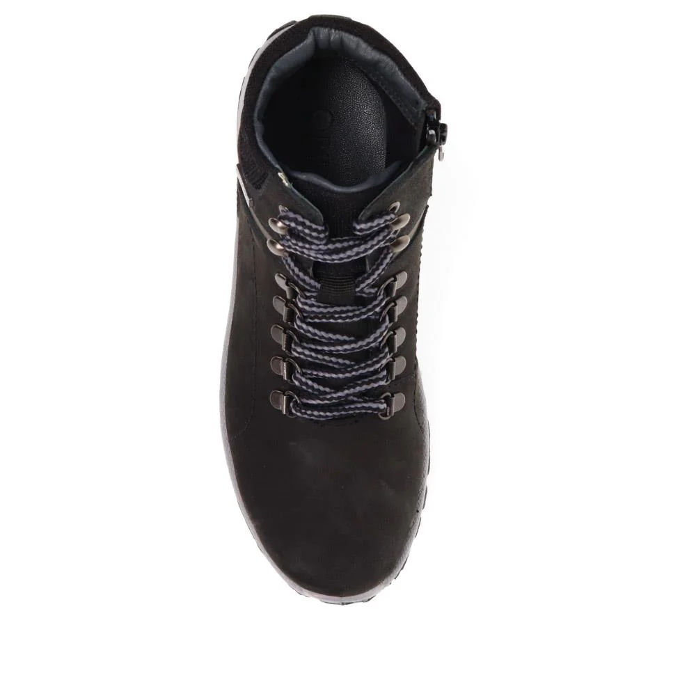 Lace-Up Leather Walking Boots - SHAFI40007 / 326 267 - Black - Image 5