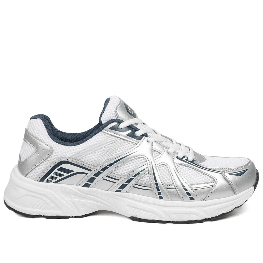 Lace Up Sport Trainers - DINGX43003 / 329 046 - White-Silver - Image 2