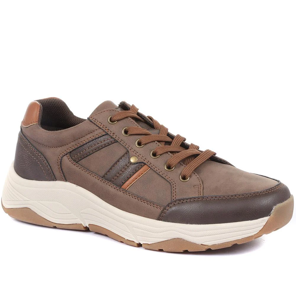 Lace-Up Trainer Shoe - SUNT34007 / 320 327 - Brown