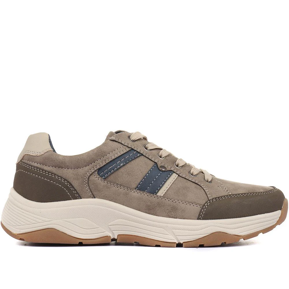 Lace-Up Trainer Shoe - SUNT34007 / 320 327 - Taupe - Image 2