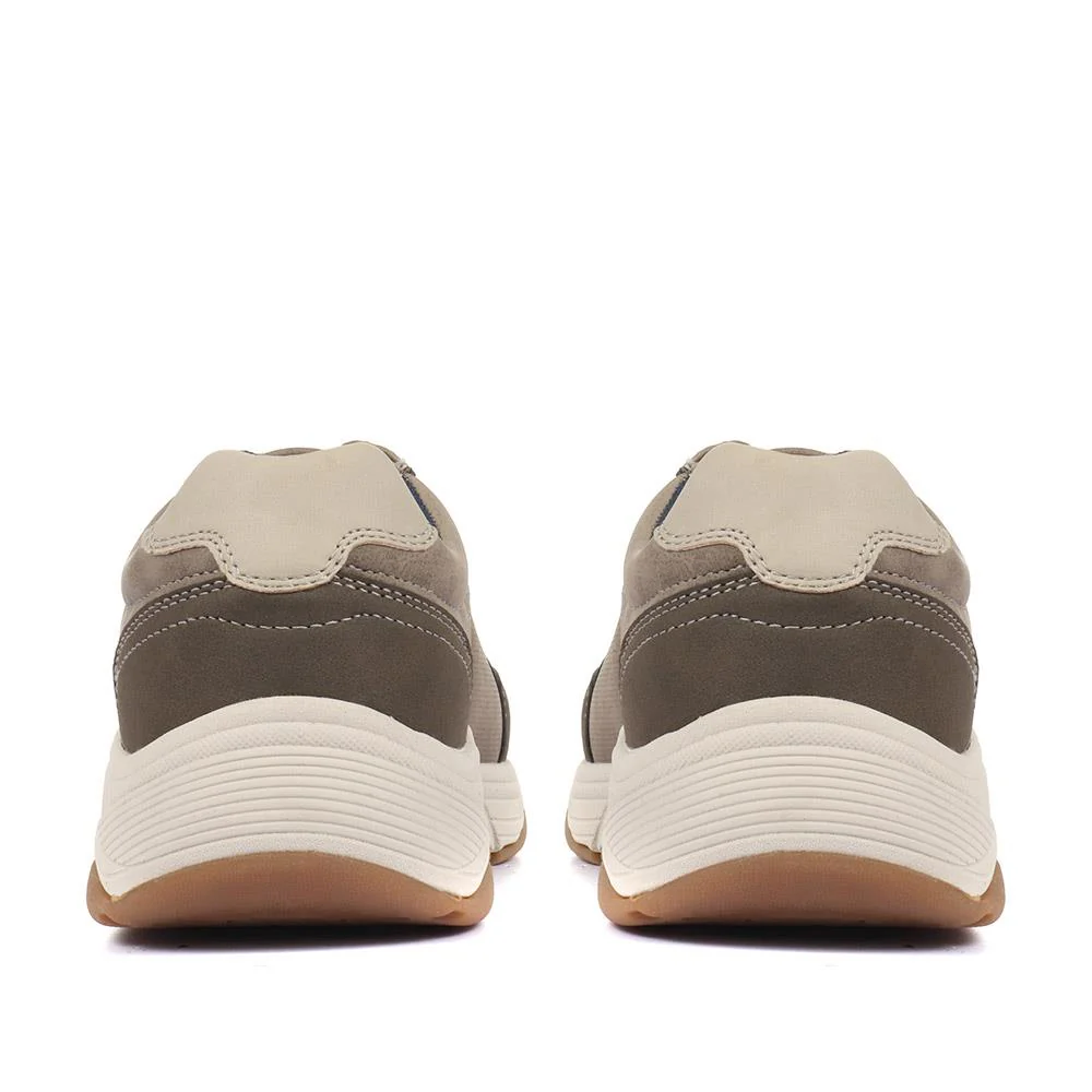 Lace-Up Trainer Shoe - SUNT34007 / 320 327 - Taupe - Image 3