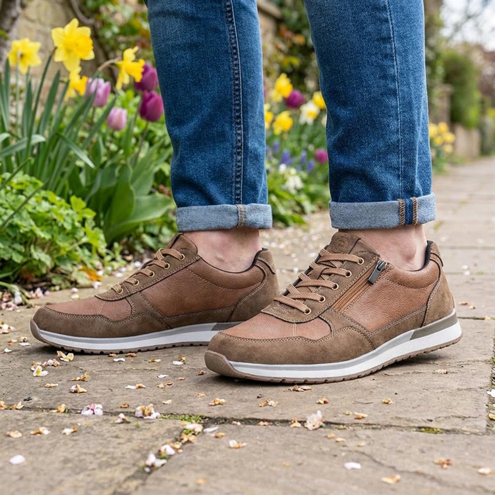 Lace Up Trainer with Grip Sole - GANG42005 / 327 859 - Brown - Image 2