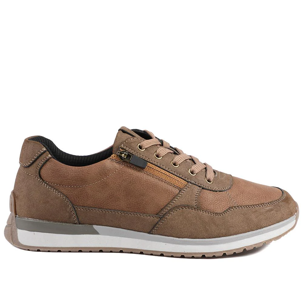 Lace Up Trainer with Grip Sole - GANG42005 / 327 859 - Brown - Image 3