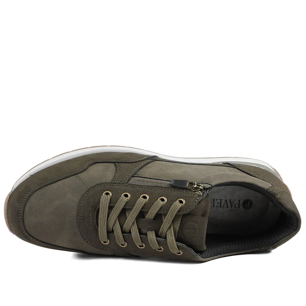 Lace Up Trainer with Grip Sole - GANG42005 / 327 859 - Khaki - Image 5