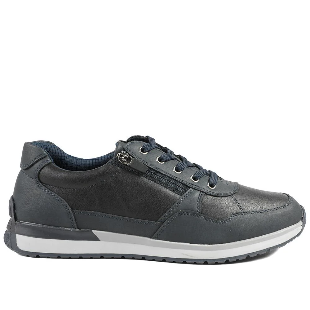 Lace Up Trainer with Grip Sole - GANG42005 / 327 859 - Navy - Image 3