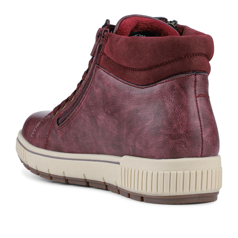 Lace Up Trainers with Side Zip - SIN42000 / 328 220 - Burgundy - Image 3