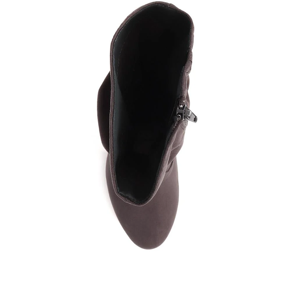 Ladies' Heeled Calf Boots - PLAN38009 / 324 101 - Grey - Image 5