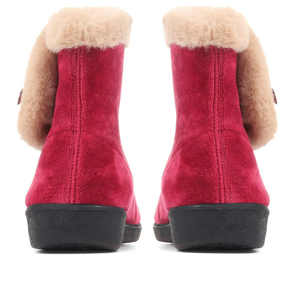 Ladies Slipper Boots - QINGD32001 / 319 133 - Burgundy - Image 3