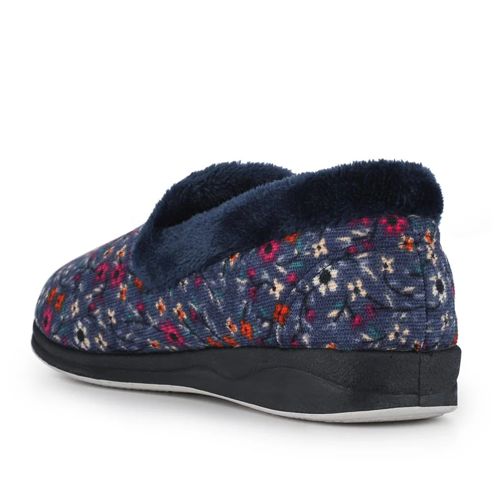 Ladies' Snug Full Slippers - PADQIN41003 / 327 436 - BLUE FLORAL - Image 3