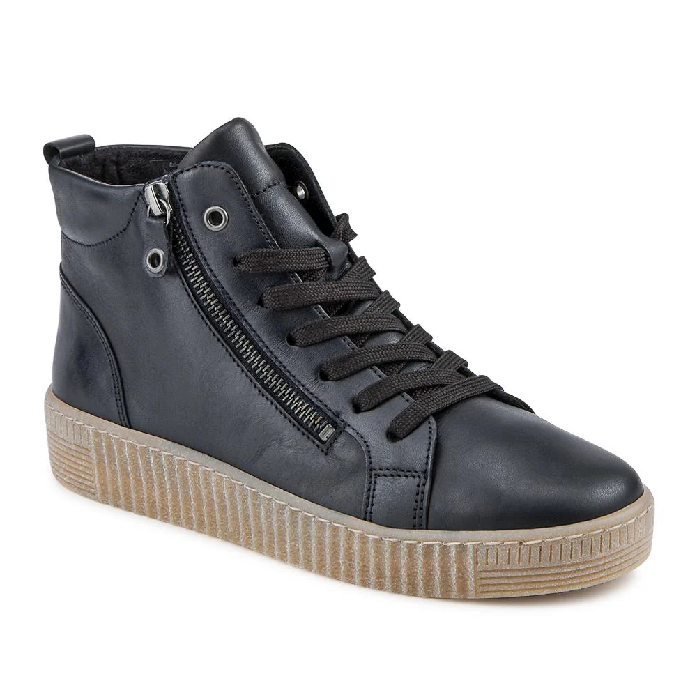 Lake Gabor Leather Zip & Lace Hi-Tops - GAB42525 / 328 175 - Black