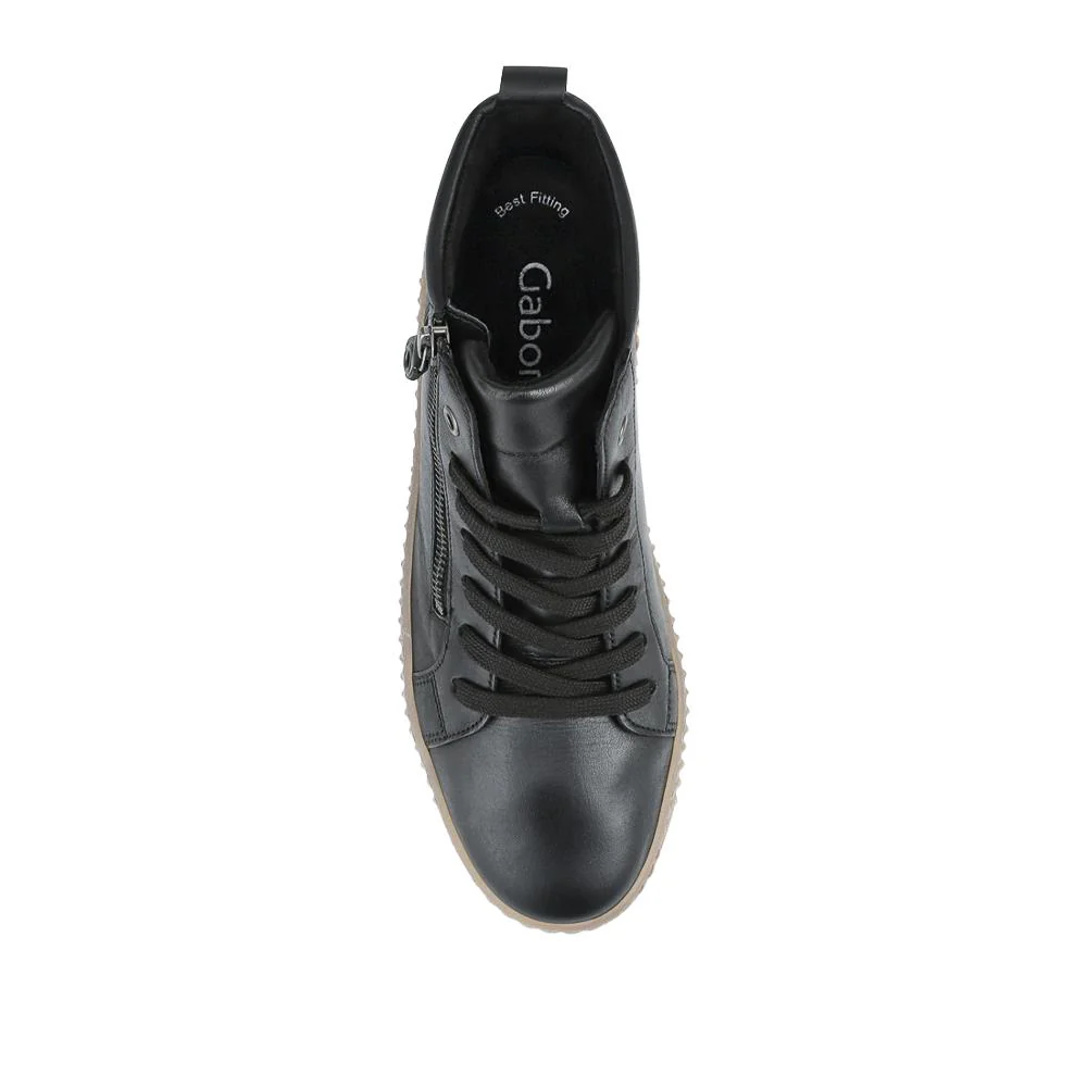 Lake Gabor Leather Zip & Lace Hi-Tops - GAB42525 / 328 175 - Black - Image 4