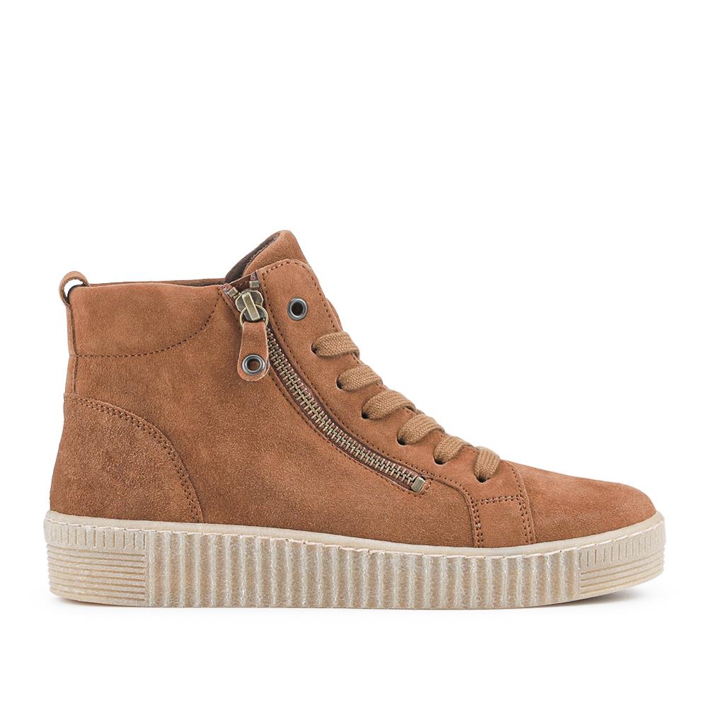 Lake Gabor Leather Zip & Lace Hi-Tops - GAB42525 / 328 175 - Tan Suede - Image 2