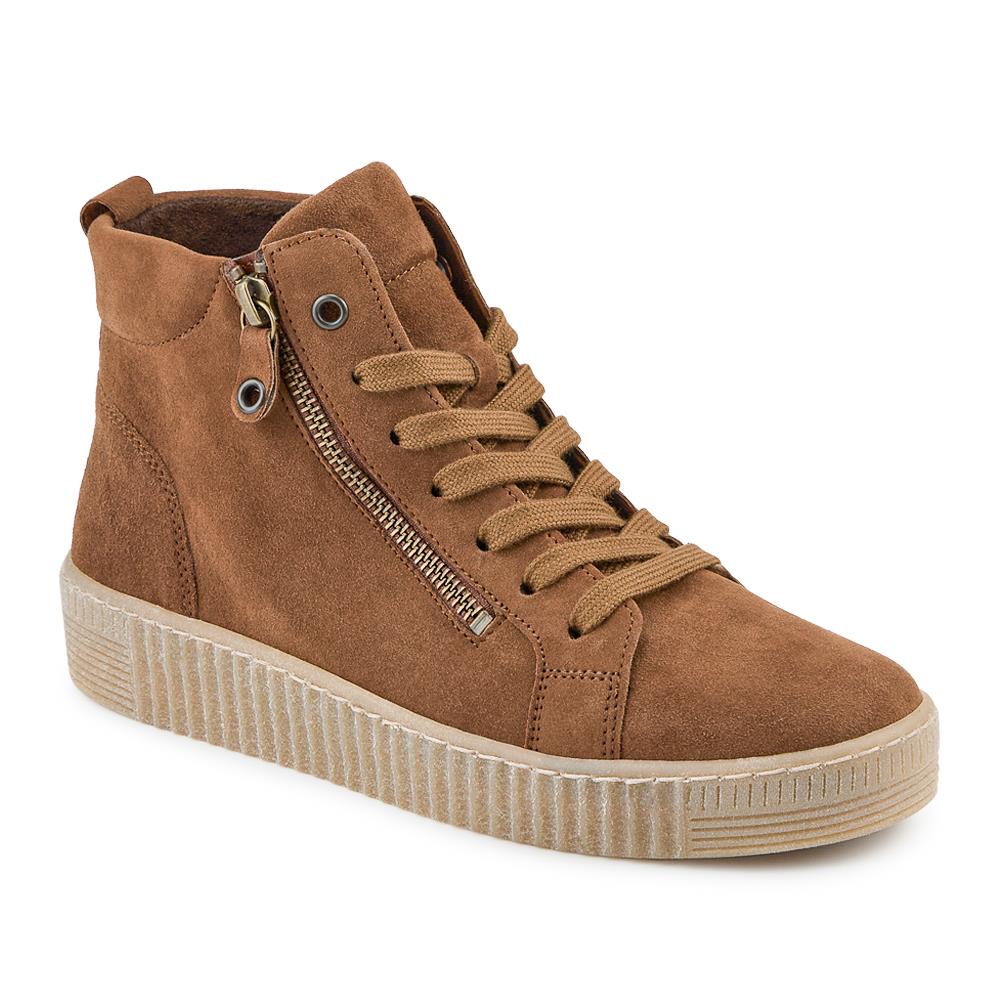 Lake Gabor Leather Zip & Lace Hi-Tops - GAB42525 / 328 175 - Tan Suede