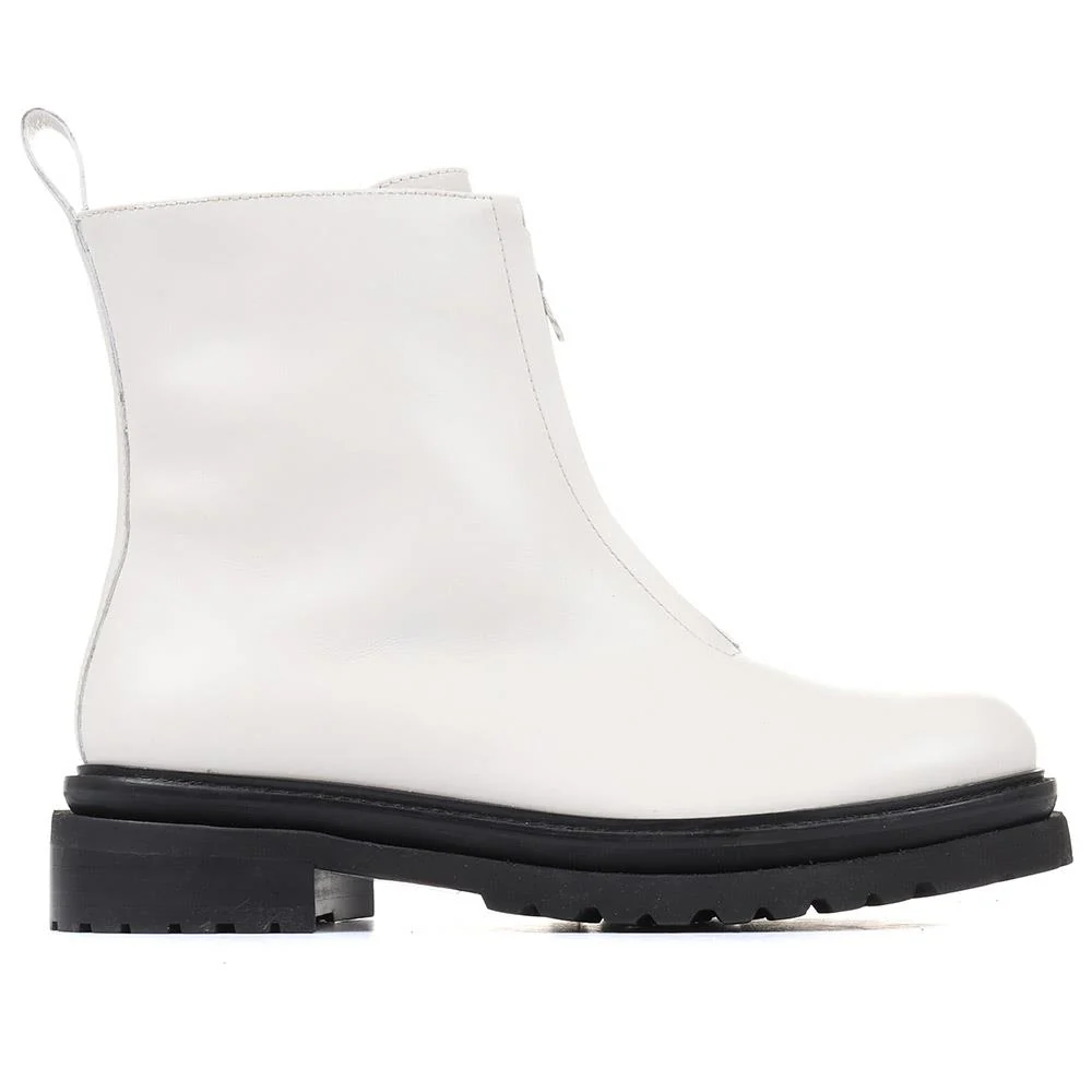 Lanie Zip Up Chunky Boots - LANIE / 322 352 - White - Image 2