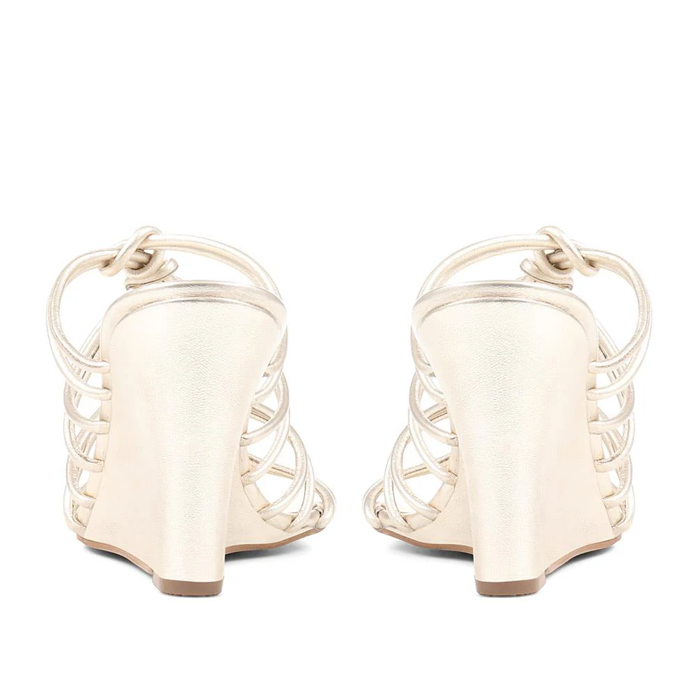 Laurella Leather Gladiator Wedges - LAURELLA / 323 348 - Gold - Image 3