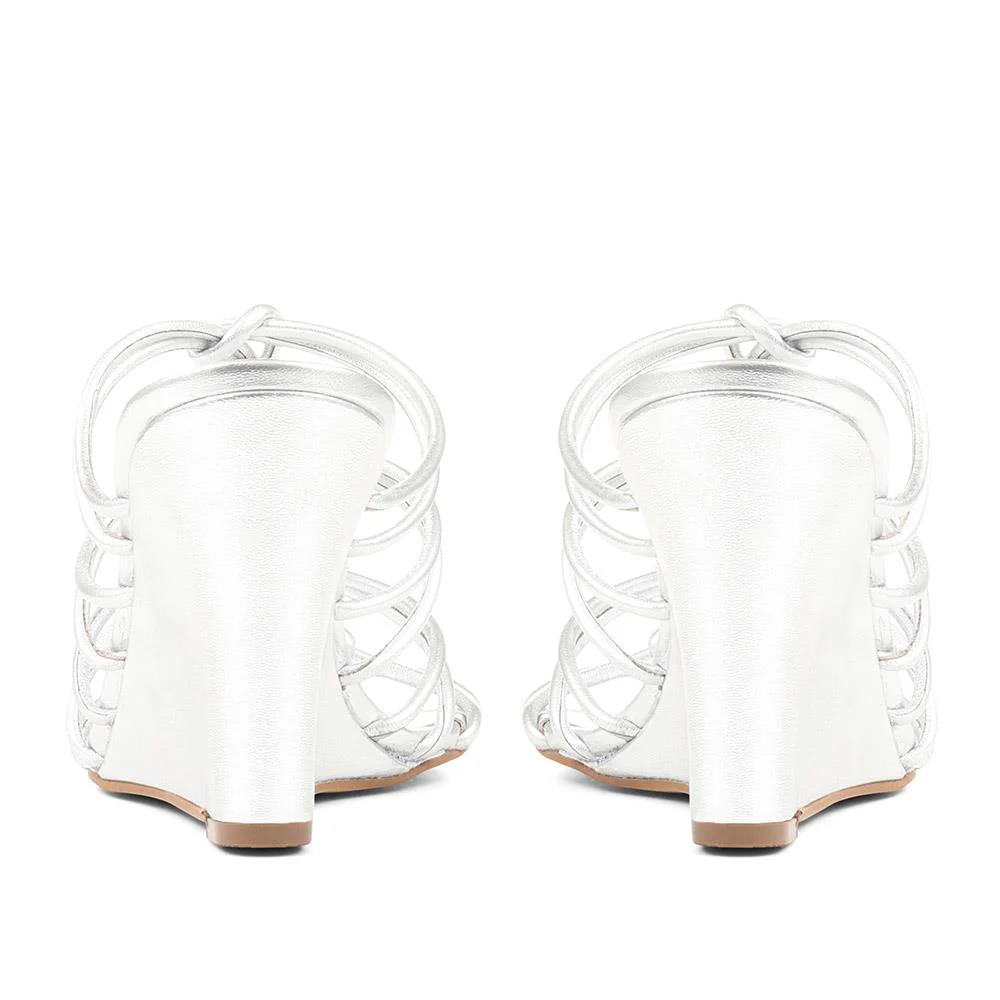Laurella Leather Gladiator Wedges - LAURELLA / 323 348 - Silver - Image 3
