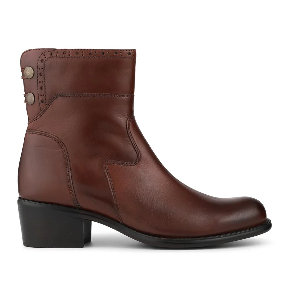 Laurelle Leather Zip Fasten Ankle Boots - LAURELLE / 328 214 - Brown - Image 2