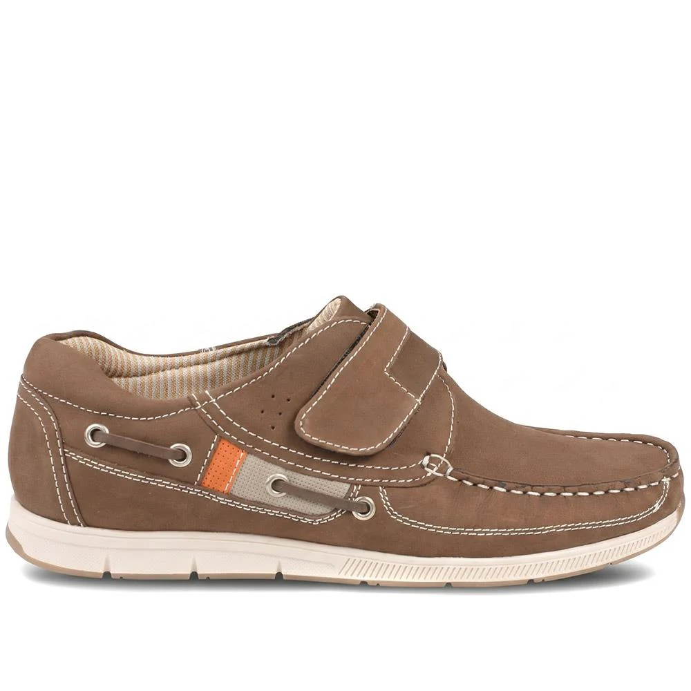 Leather Adjustable Fastening Shoes - SHAFI43003 / 329 452 - Brown - Image 2