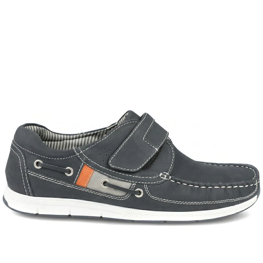 Leather Adjustable Fastening Shoes - SHAFI43003 / 329 452 - Navy - Image 2