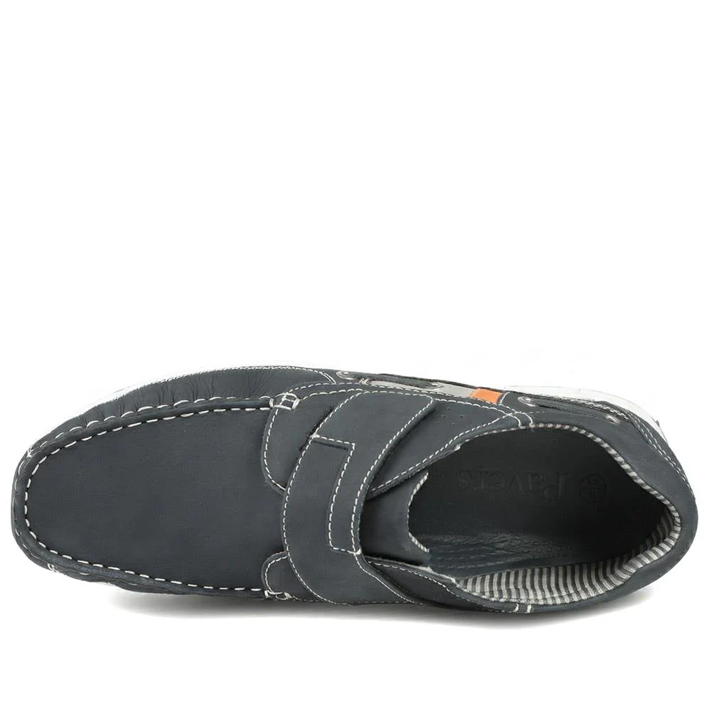 Leather Adjustable Fastening Shoes - SHAFI43003 / 329 452 - Navy - Image 4