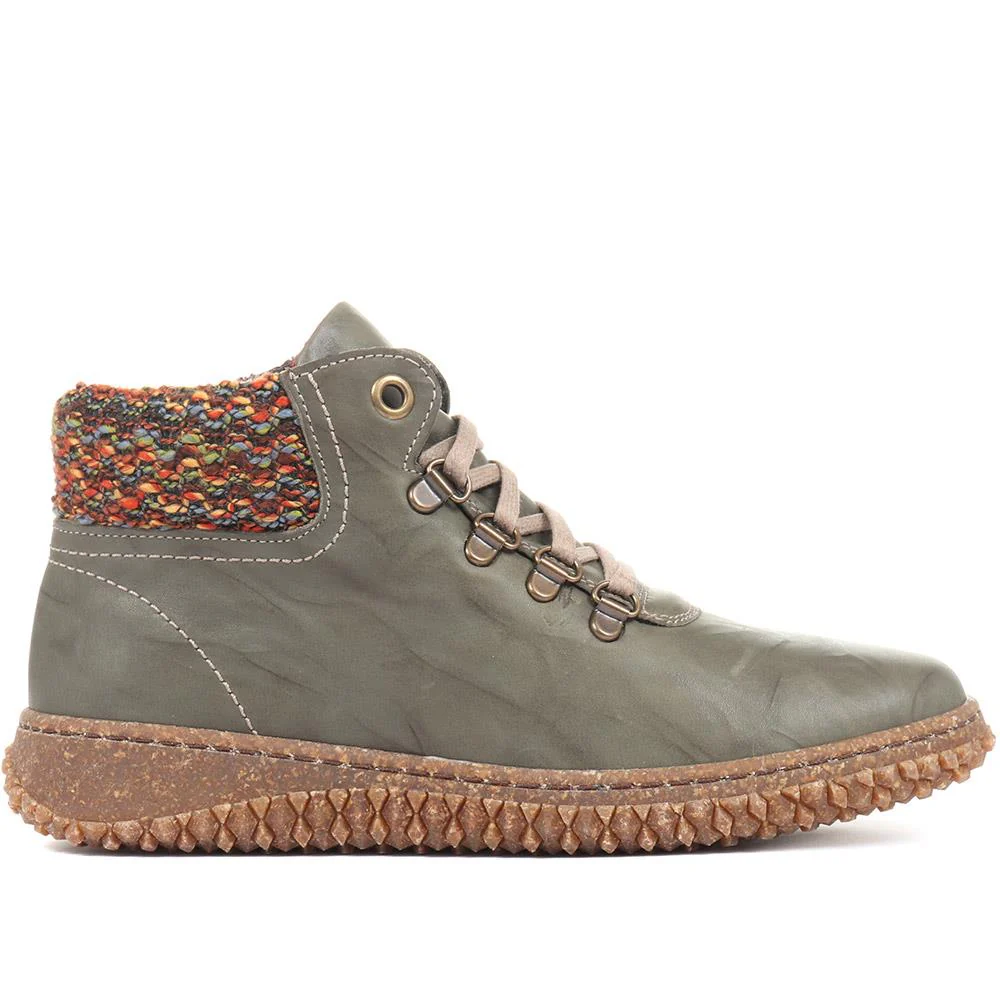 Leather Ankle Boots - HAK32015 / 319 263 - Olive - Image 2